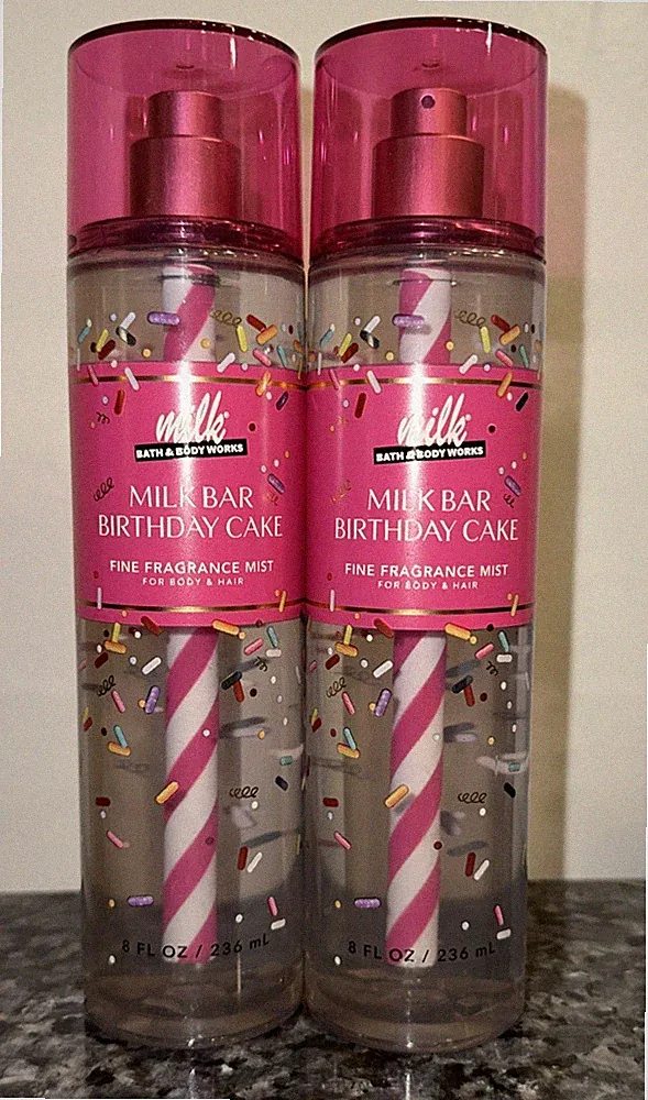 2 Bath & Body Works MILK BAR BIRTHDAY CAKE Fragrance Mist Body Spray 8 oz
