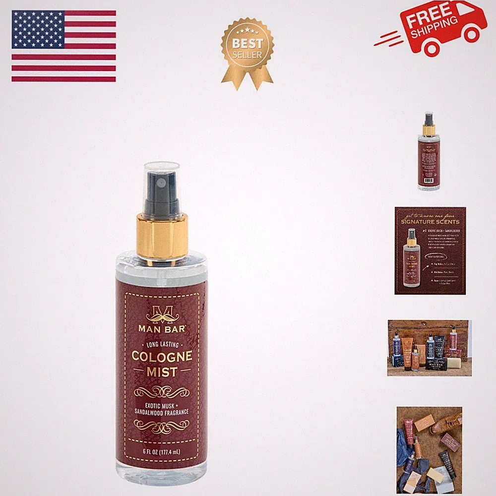 Man Bar Cologne Mist Exotic Musk And Sandalwood - Long Lasting - Created With...