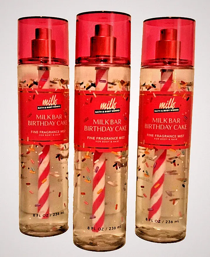 MILK BAR BIRTHDAY CAKE FRAGRANCE MIST BODY SPRAY 8 OZ BATH BODY WORKS PINK X 3