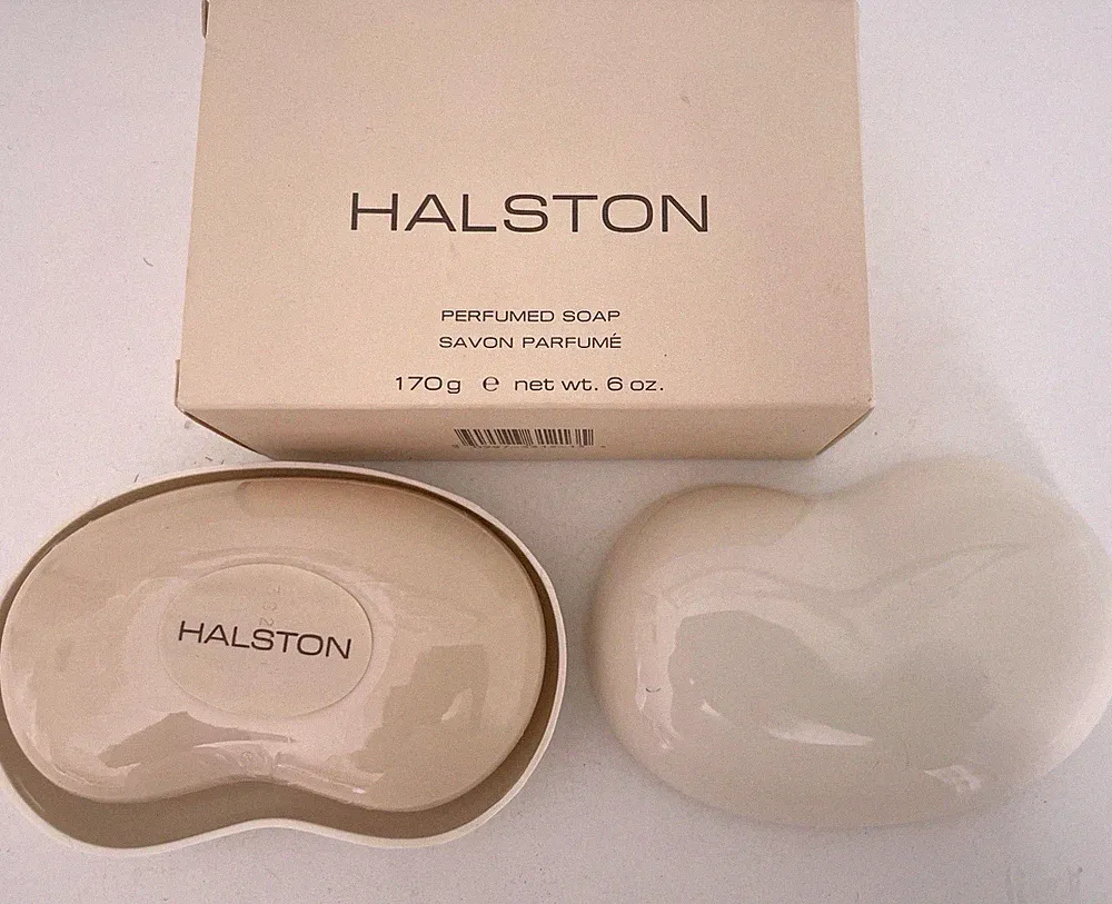NEW Sealed - HALSTON Perfumed Soap - Kidney Shaped Dish - 6oz Bar